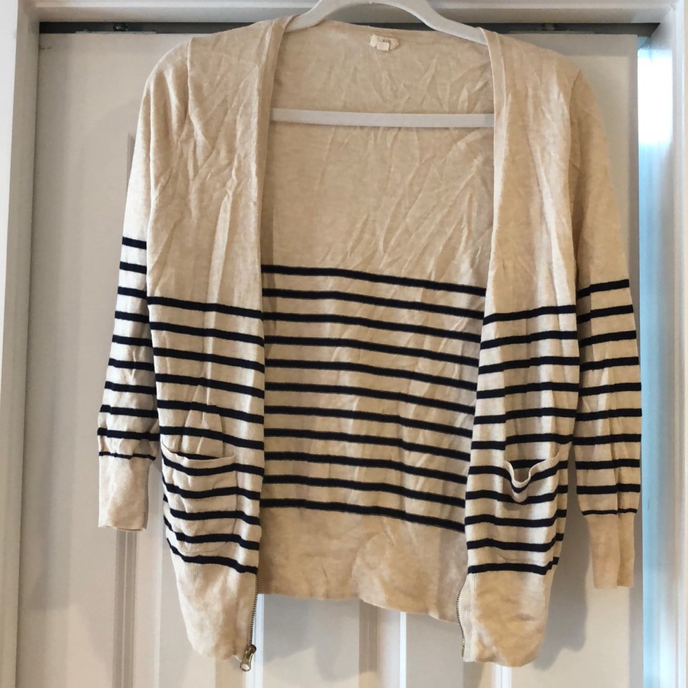 Stripe zipper cardigan